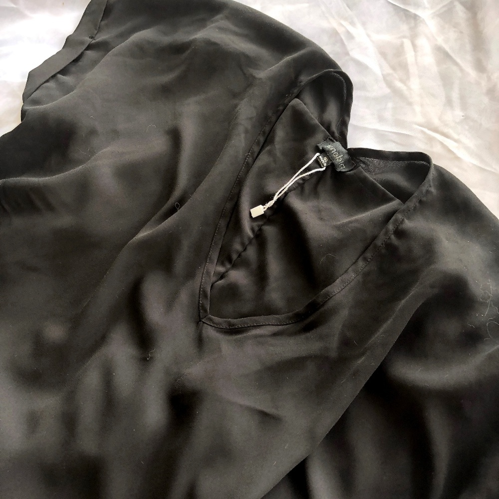 Black Sheer V-Neck Chiffon Blouse • 1X • Zenobia